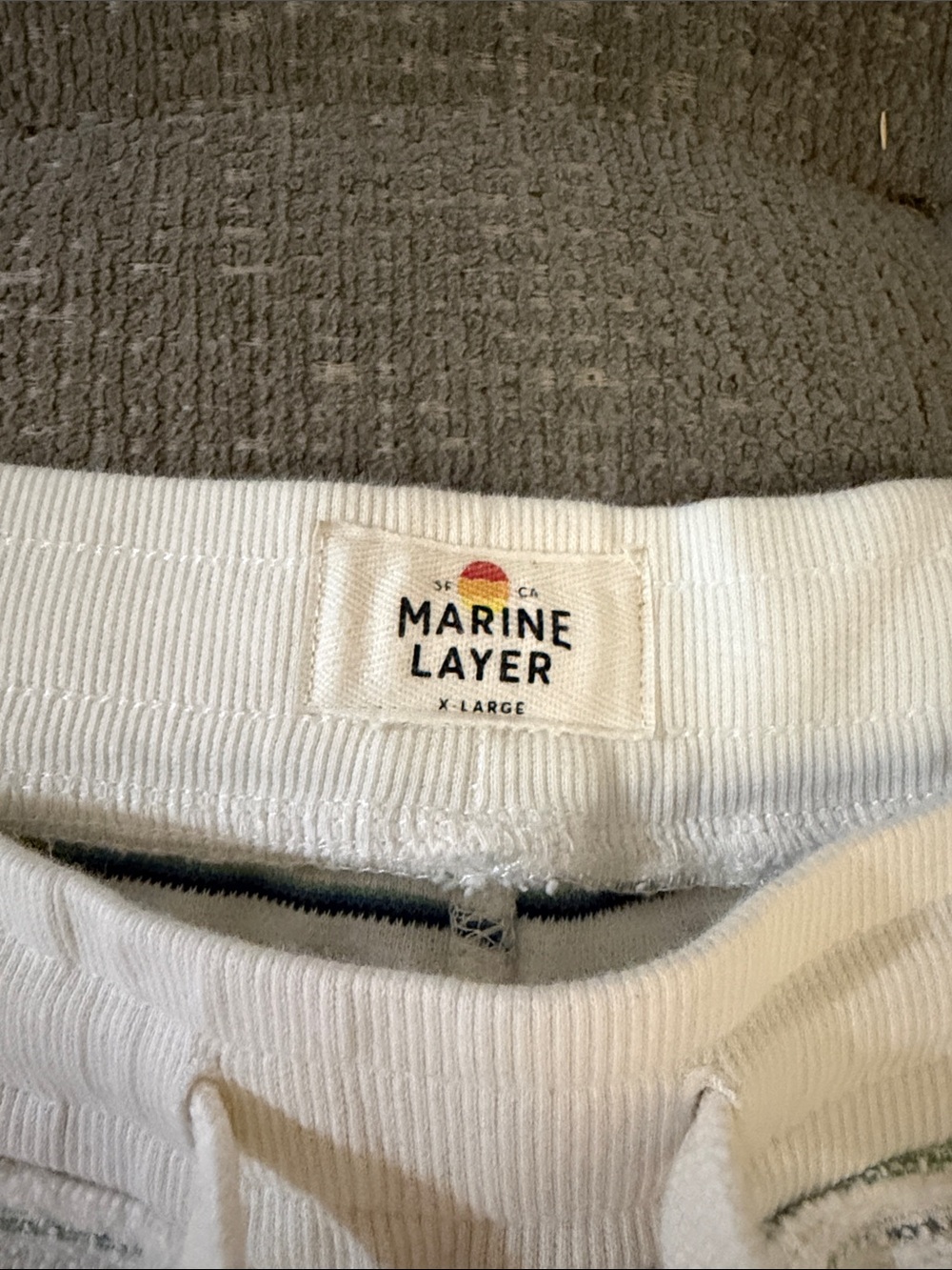 Marine Layer White Knit Shorts with Navy Stripe Accent RESORT SHORT - Picture 2 of 3